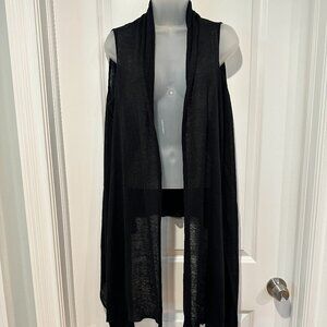 NEW DKNY PURE 100% Linen Black Sleeveless Open Front Cardi/Vest Size M/L (NWT)